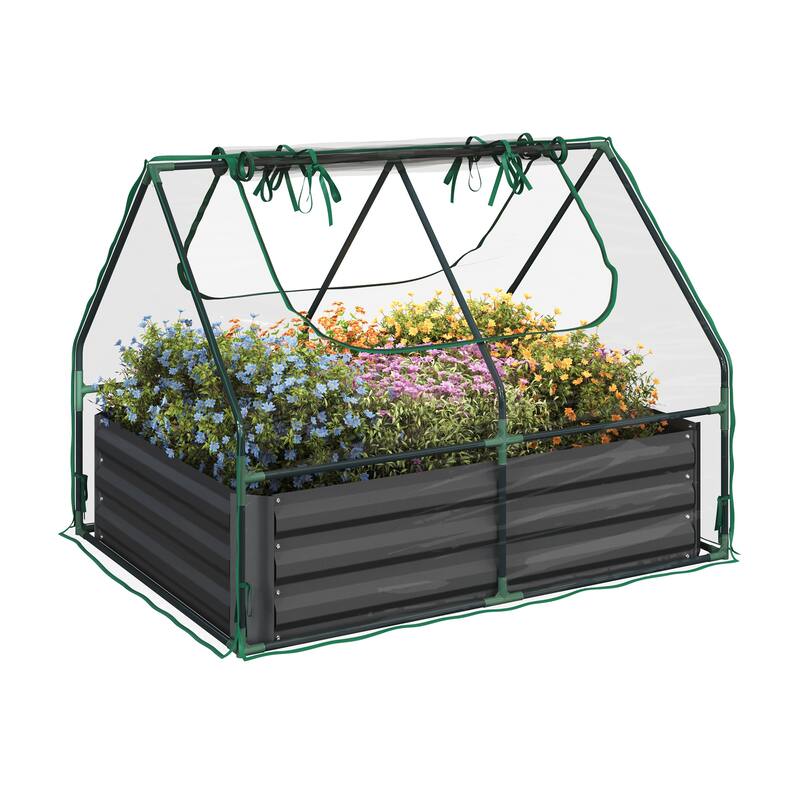 Raised Garden Bed with Removable Green House - 4ft x 3ft by Home-Complete