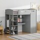preview thumbnail 21 of 38, Twin Size Solid Wood Loft Bed with Desk, Wardrobes & Drawers Twin - Gray