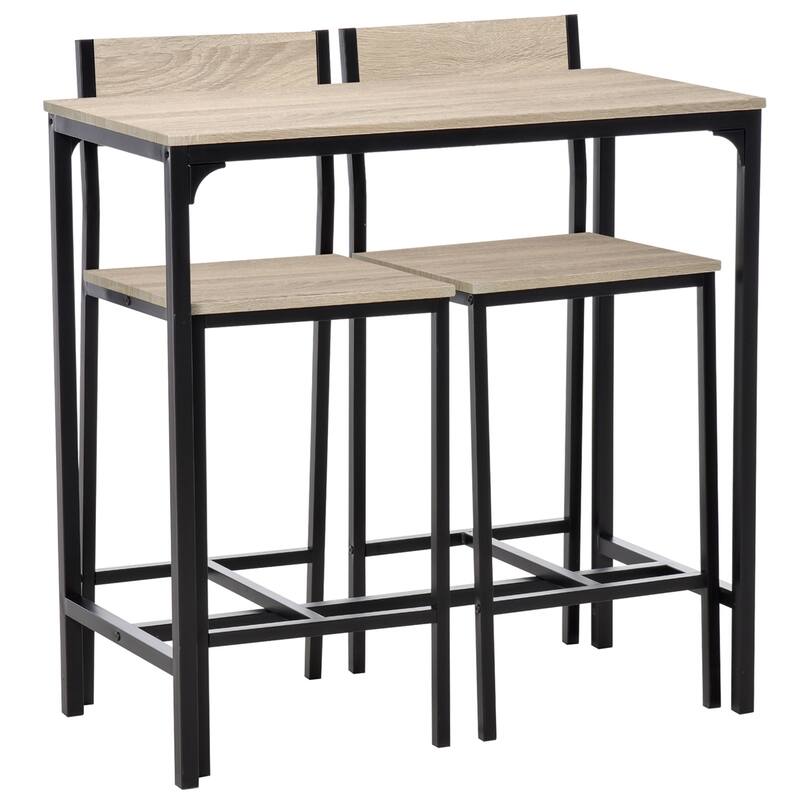 3 Piece Bar Table and Chairs, Dining Table Set for 2 with Bar Stools