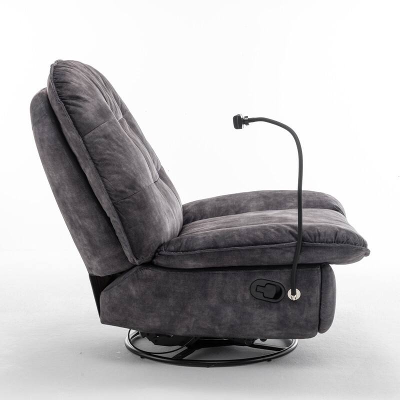Gold-Stamped Velvet Multi-Function Recliner with Swivel, Glide & Phone Holder - Oversized Comfort for Living Room, Bedroom
