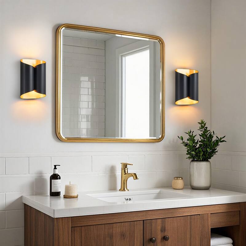 2-Light Matte Black Wall Sconce