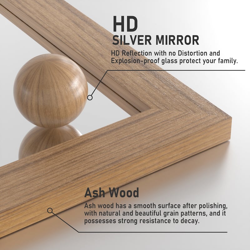 Farmhouse Rectangular Wood Frame Wall Mirror, Rustic Barn Door Bathroom Vanity Mirror