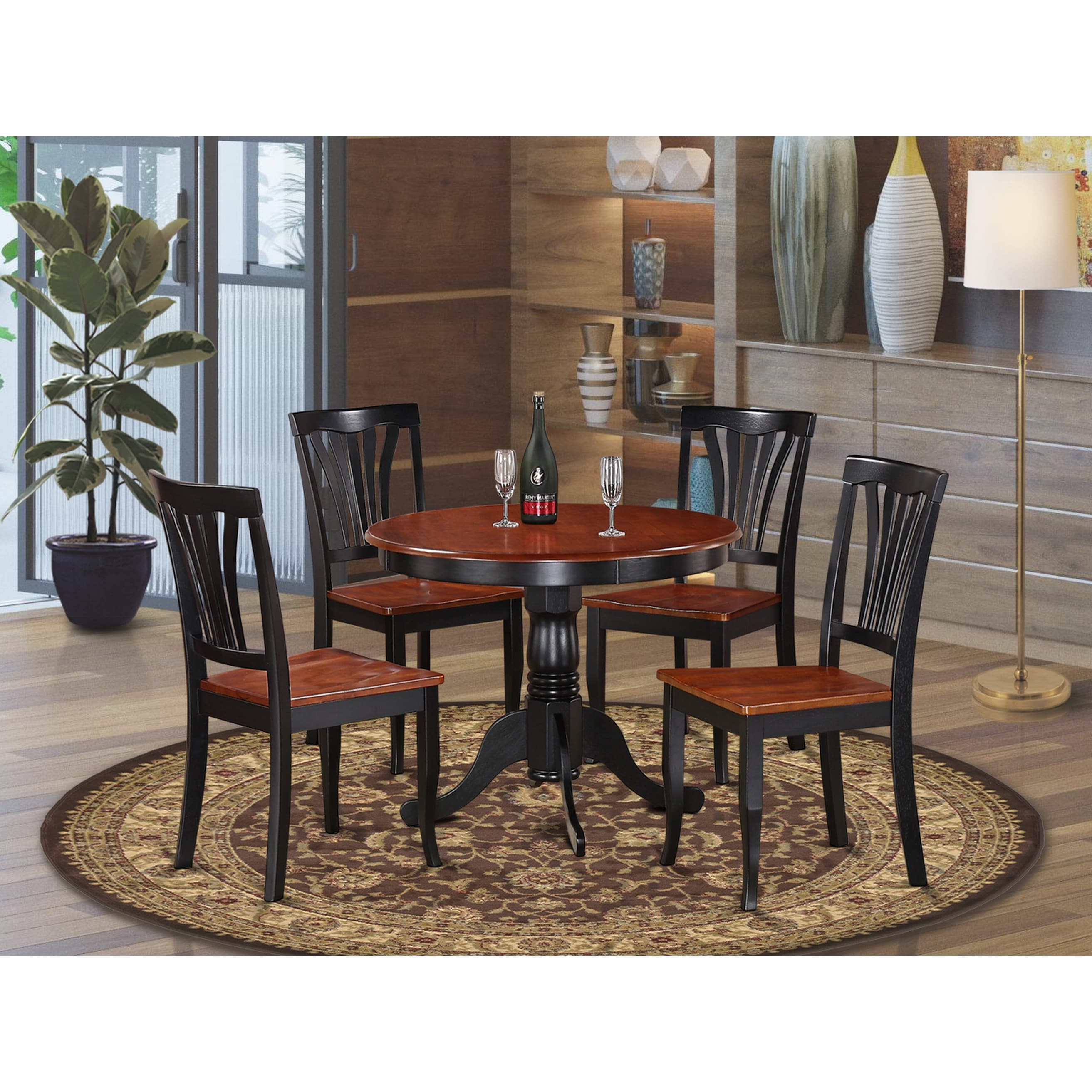 Cherry wood round dining table set sales