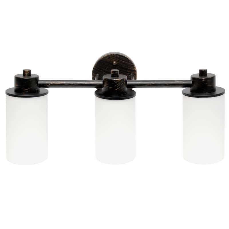 Wall Mounted Three Light Vanity Fixture with Opaque Glass Shade - 20.75" - Oil Rubbed Bronze and White