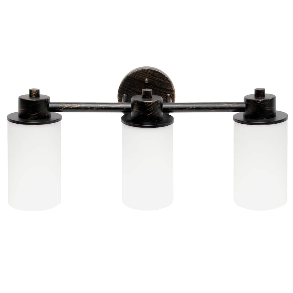 Wall Mounted Three Light Vanity Fixture with Opaque Glass Shade - 20.75" - Oil Rubbed Bronze and White