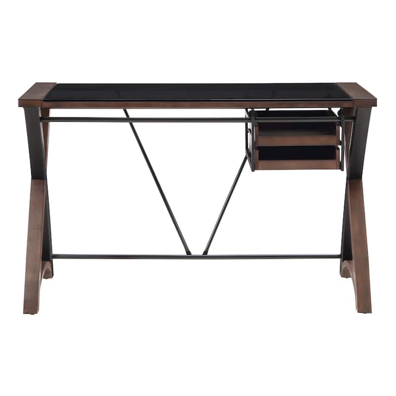 48" Glass-Top Desk with Storage