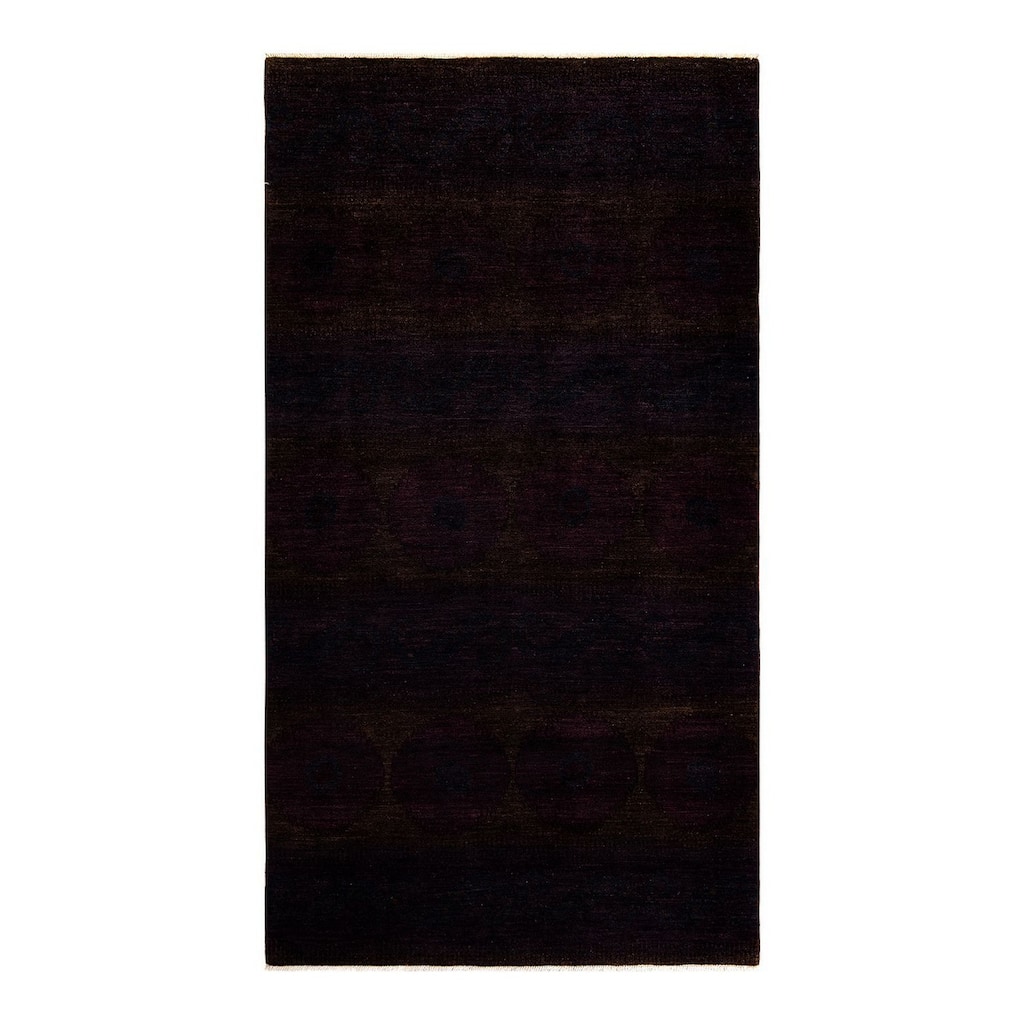 Overton Hand Knotted Wool Vintage Inspired Modern Contemporary Modern Brown Area Rug - 6' 1" x 11' 5"