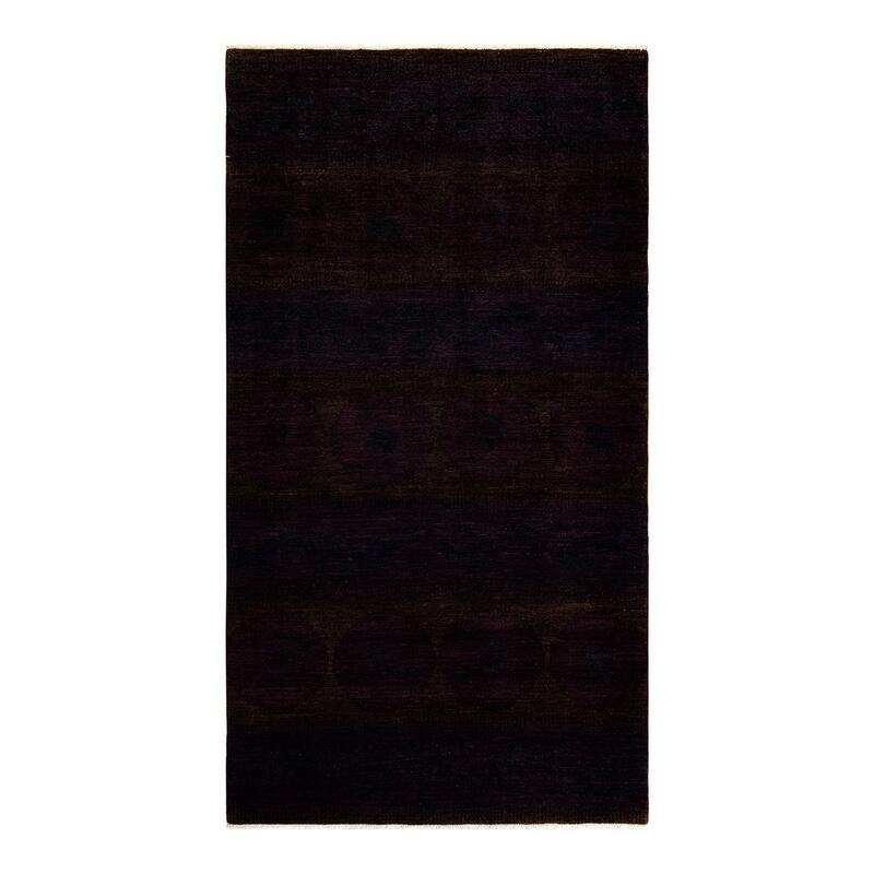 Overton Hand Knotted Wool Vintage Inspired Modern Contemporary Modern Brown Area Rug - 6' 1" x 11' 5"