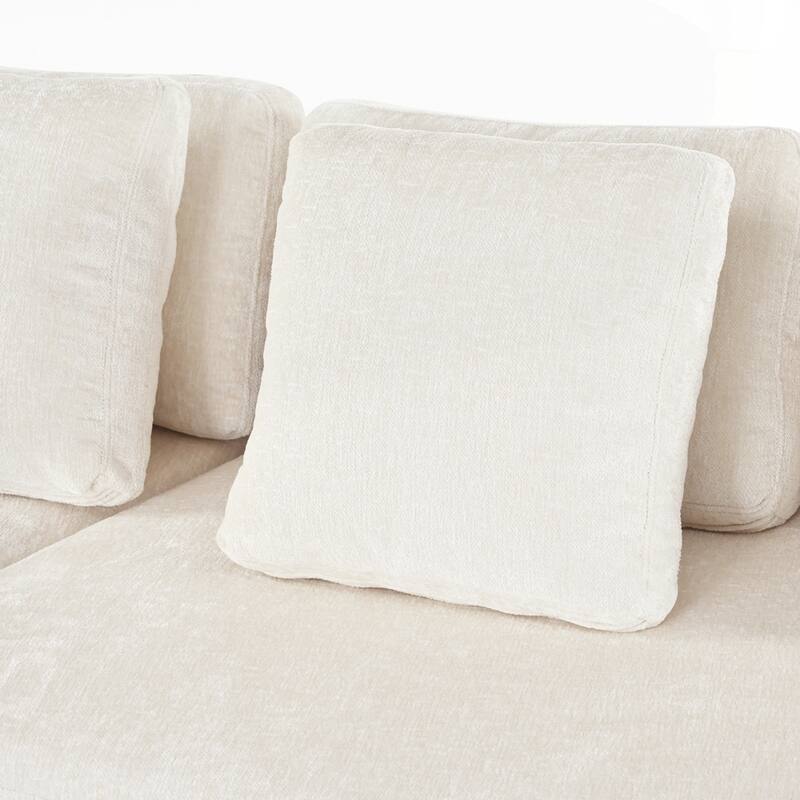 Upholstered Couches Chenille Jacquard Curved Couch, No Assembly Required