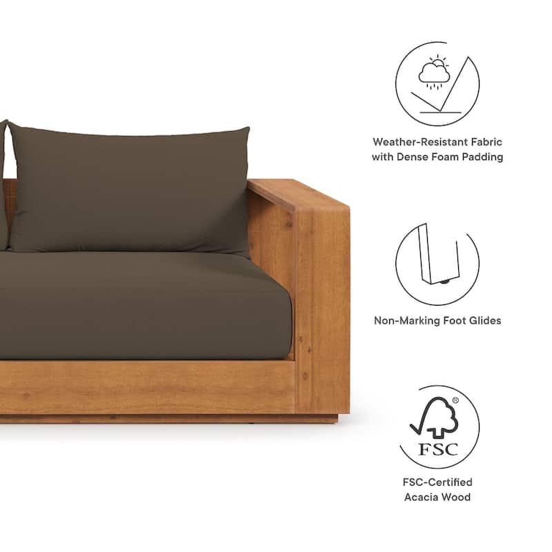 Tahoe 2-Piece Outdoor Patio Acacia Wood Sofa and Coffee Table Set