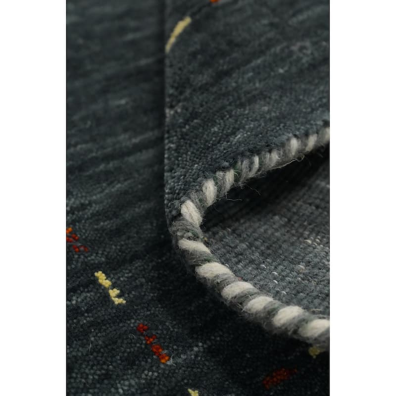 Hand Knotted Oriental 100% Wool Carpet Tribal Animal Pictorial Greys & Charcoal Gabbeh Area Rug - 4' 2'' X 2' 0''