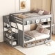 preview thumbnail 2 of 34, Full Over Full/Futon Bunk Bed with Storage Staircase and Drawers, Kids Wood Convertible Bunk Bed Frame with Bedside Table