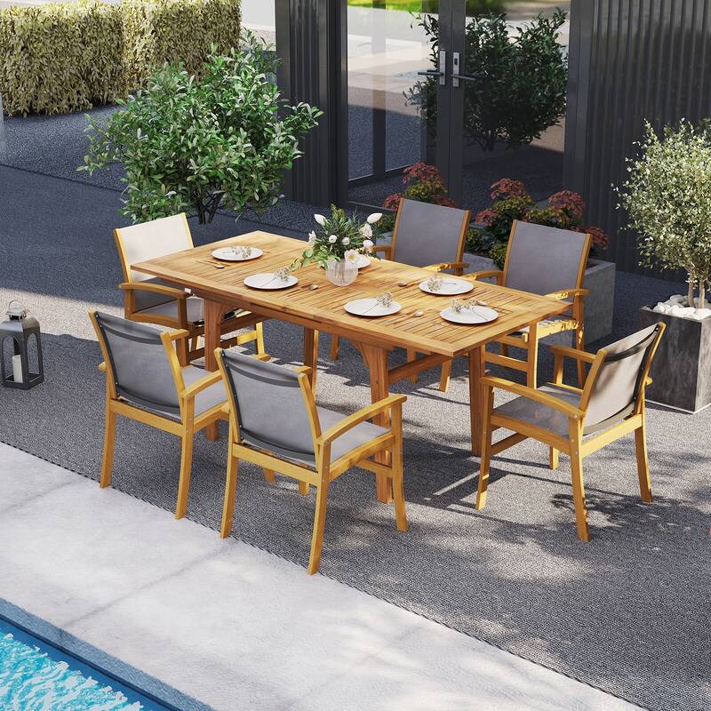 Costway 9 PCS Acacia Wood Outdoor Dining Set for 6-8 with 1.97" - See Details