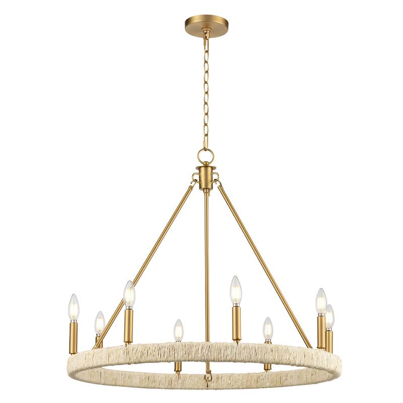 LamQee Rattan Kitchen Island Chandelier Corn Rope Woven Pendant