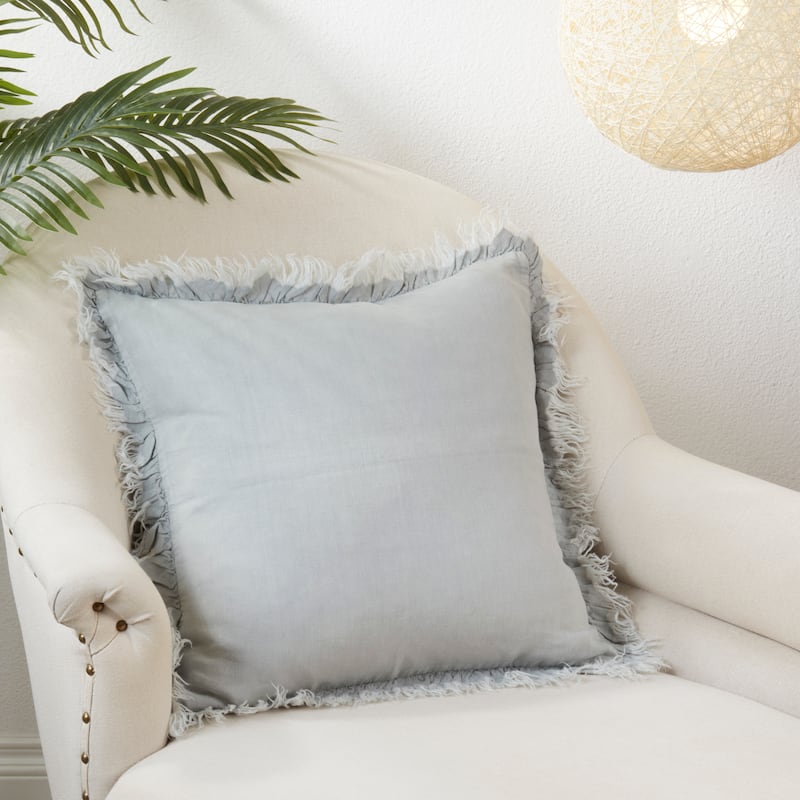 Ruffled Linen Down Filled Throw Pillow