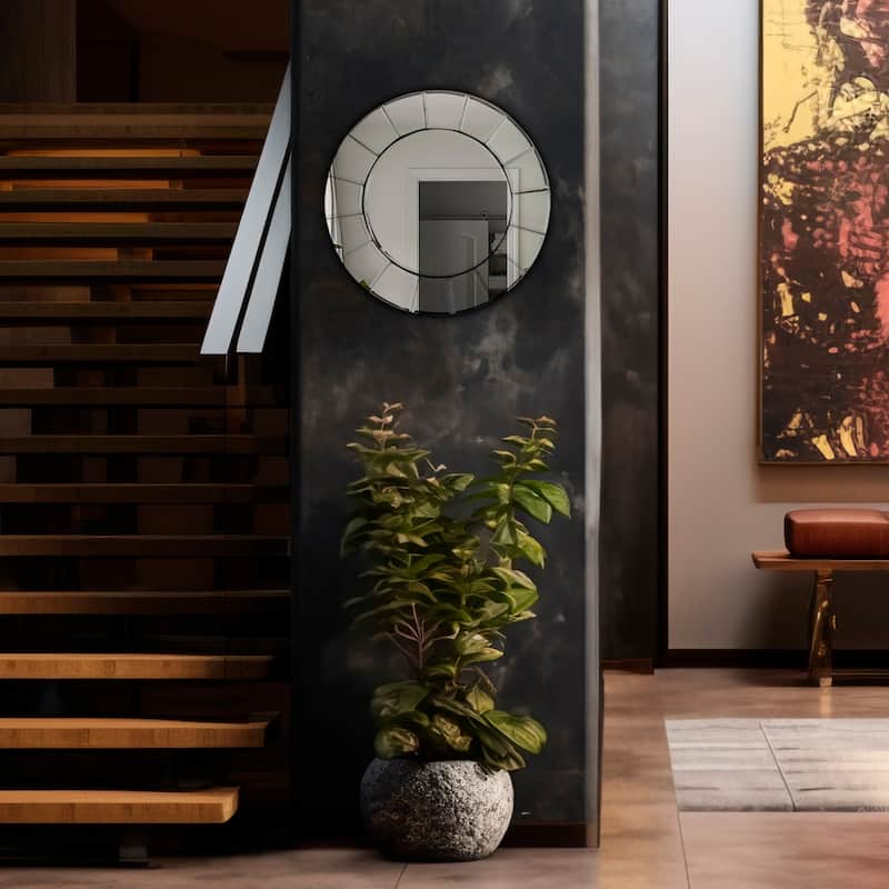 Allan Andrews Round Tiled Dina Accent Wall Mirror - Chrome - 12" H x 12" W x 1" D