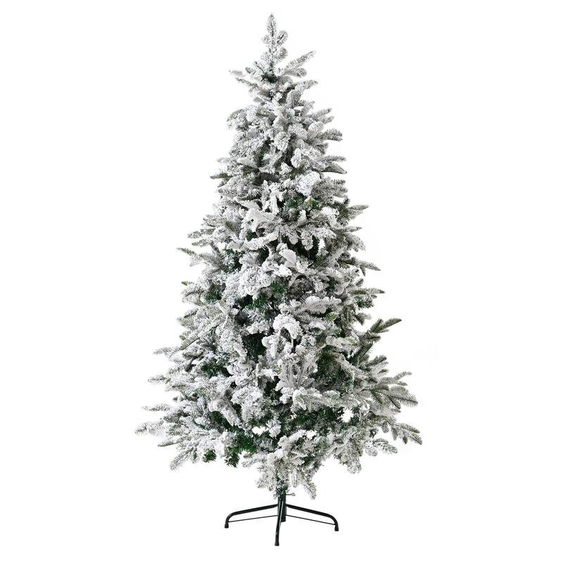 6FT Artificial Christmas Tree Unlit Snow Flocked Design Xmas Tree - N/A