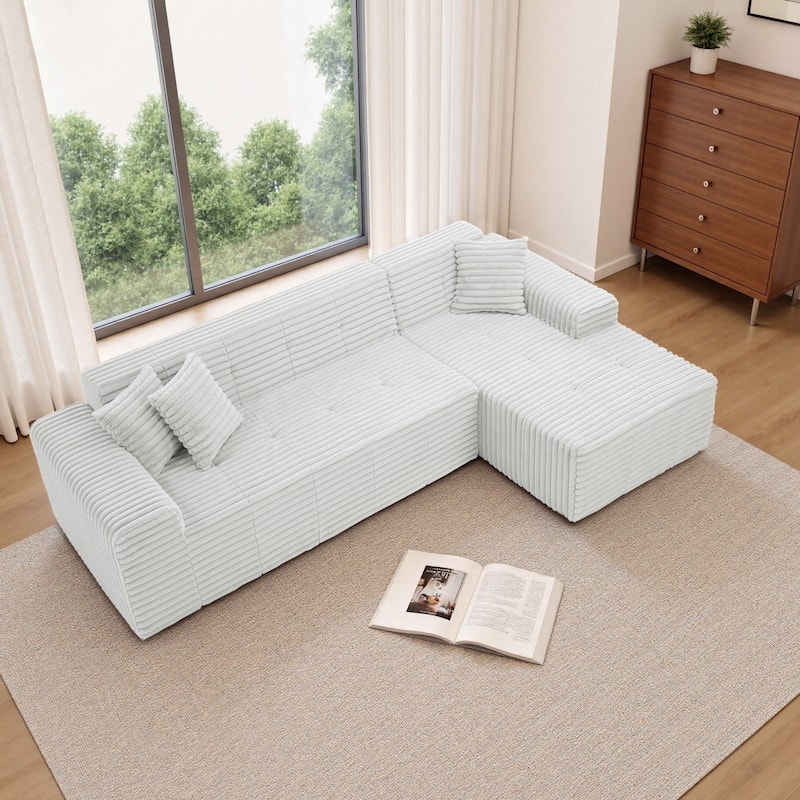 Scandinavian Corduroy Full-Foam Modular Sectional Sofa Set