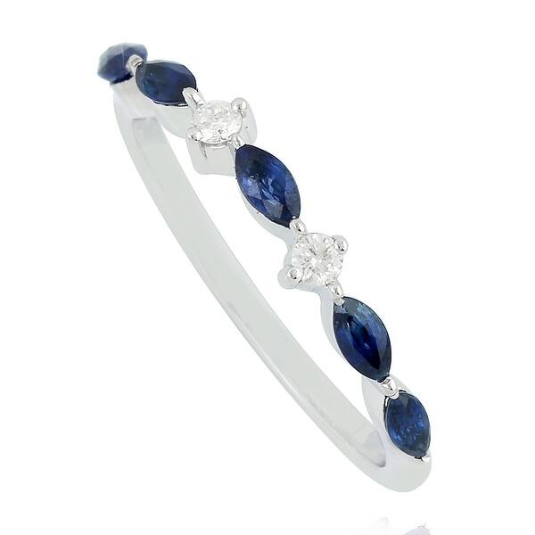 Shop 18kt White Gold Natural Diamond Blue Sapphire Ring Jewelry With Jewelry Box On Sale Overstock 29043123