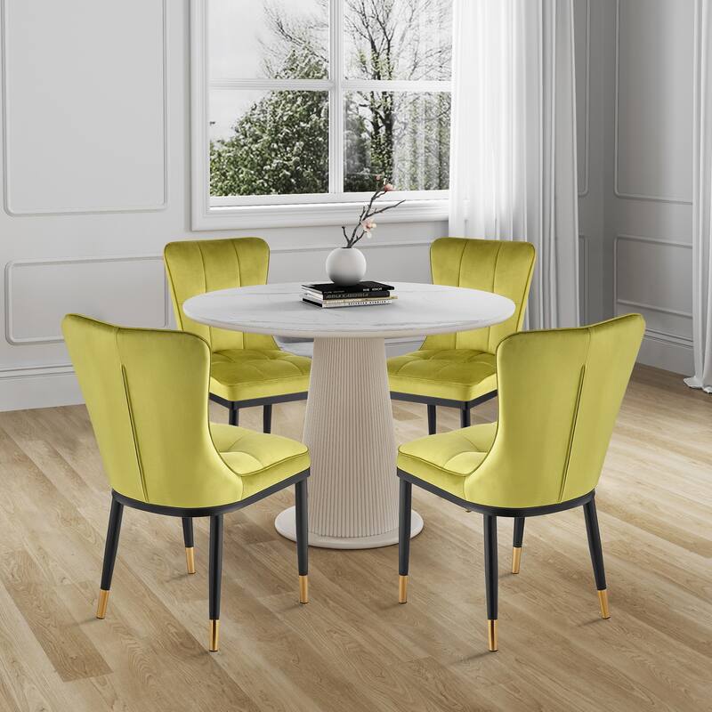 Modern Velvet Upholstered Dining Chairs, Set of 2/4 - 35.8"H x 18.9"W x 23.2"D