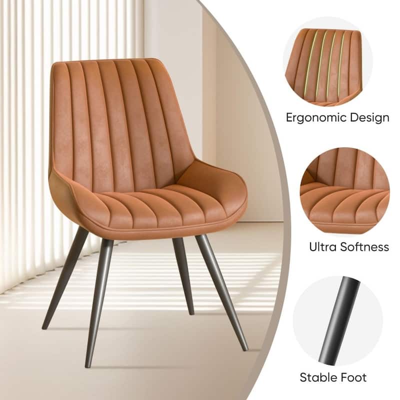 Set of 2 Dining Chairs with Black Metal Legs