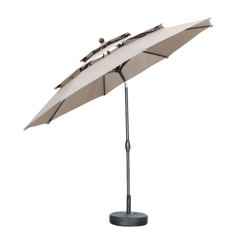 Ainfox 10ft Patio Umbrella 3-tier Outdoor Umbrella with Base