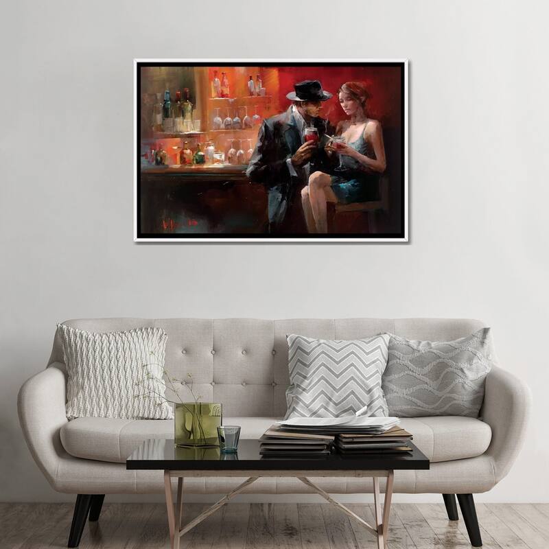 iCanvas "Evening In The Bar I" by Willem Haenraets Framed Canvas Print