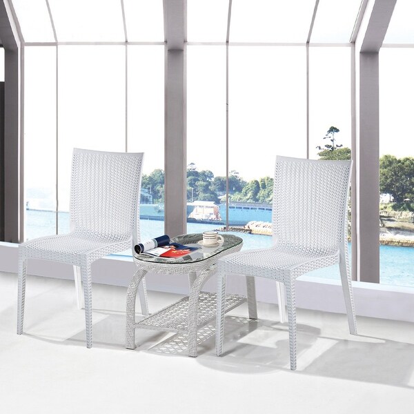 Wicker Dining Chairs (Set of 2 ),Outdoor Lounge Side Chair Set with Rattan Trim
