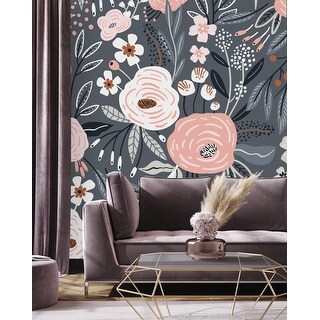 Flowers on Dark Background Wallpaper - Bed Bath & Beyond - 35647218