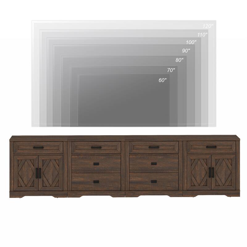 Large TV Stand,3/4-in-1 Farmhouse TV Console Table with Storage Barn Door Cabinet