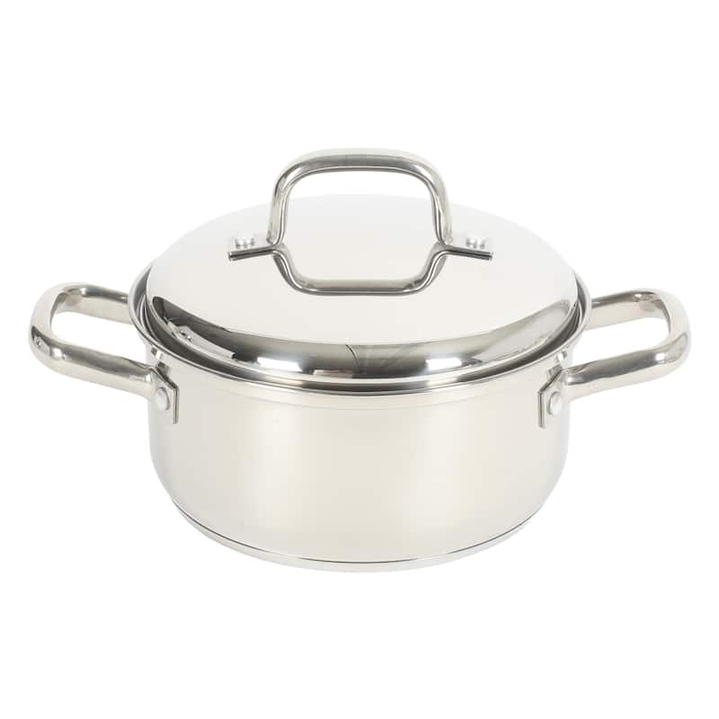Oster Platinum Sedwick Stackable Stainless Steel Cookware Set W/ Domed Stainless Steel Lids W/ TriPly Encapsulated Base