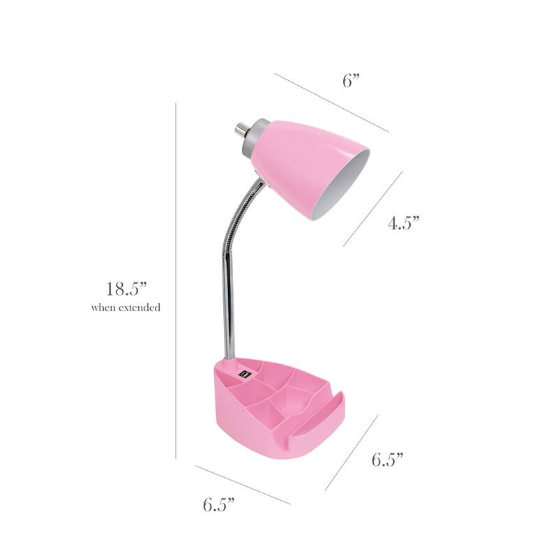 18.5 in. Chrome Finish Table Lamp with Pink Shade, Desk Lamp for Writing and Computer Desks