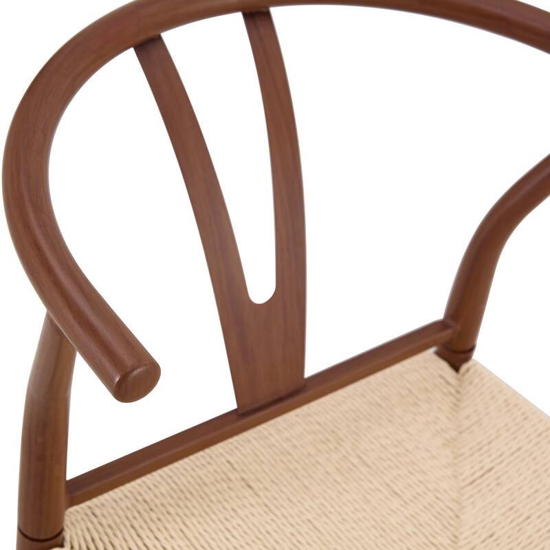 Y-shaped Medieval Style Armchair for Dining Table, Woven Seat (Set of 4)