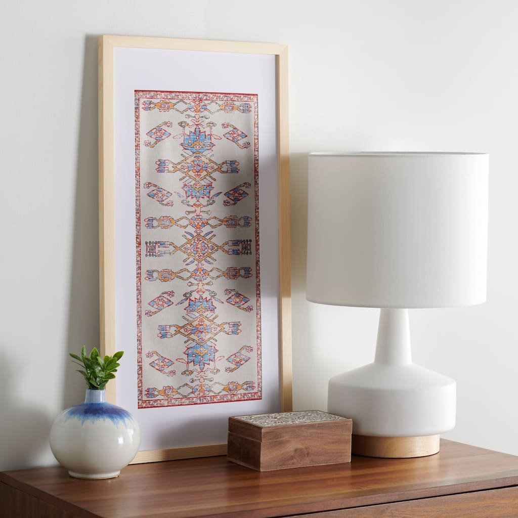 SAFAVIEH Ayseni 29-inch Blue/Orange Framed Textile Wall Art