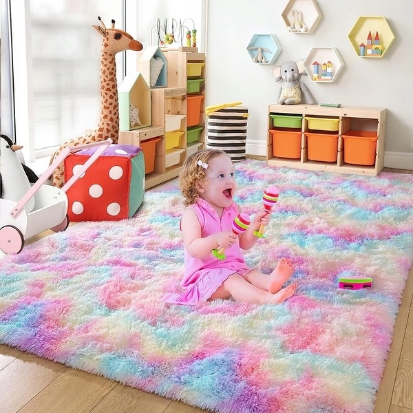 Comfortable Nursery Area Rugs for Kids, Tie-Dye Home Carpets for
