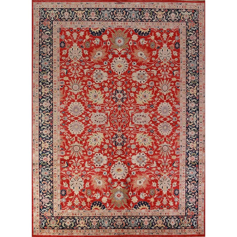 Vegetable Dye Floral Ziegler Oriental Area Rug Handmade Wool Carpet - 9'3"x 11'11"