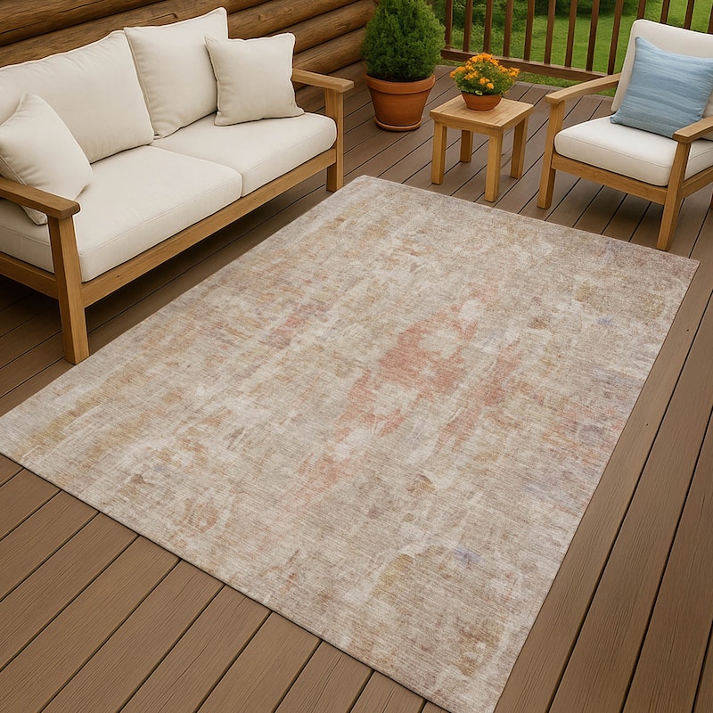Machine Washable Indoor/ Outdoor Muted Ombre Chantille Rug