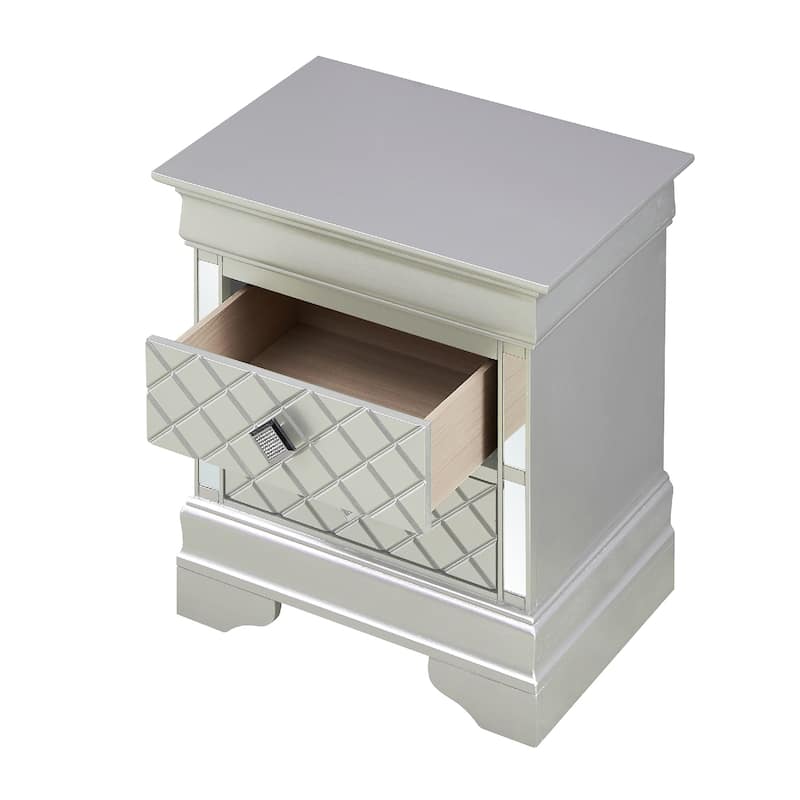 2-Drawer Mirrored Nightstand - 24" - Silver