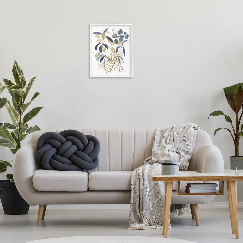 Stupell Blue & Yellow Plant Impressions Framed Giclee Art Design By Krinlox