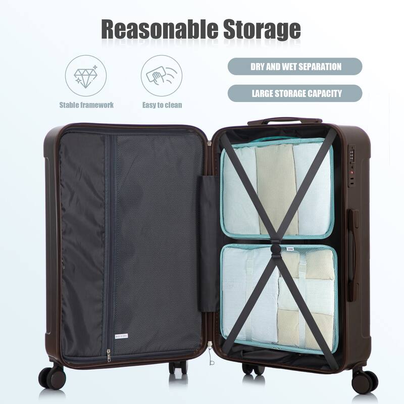 3 PCS in ABS Spinner Wheel Luggage, Carry on Suitcase, TSA Combination Lock