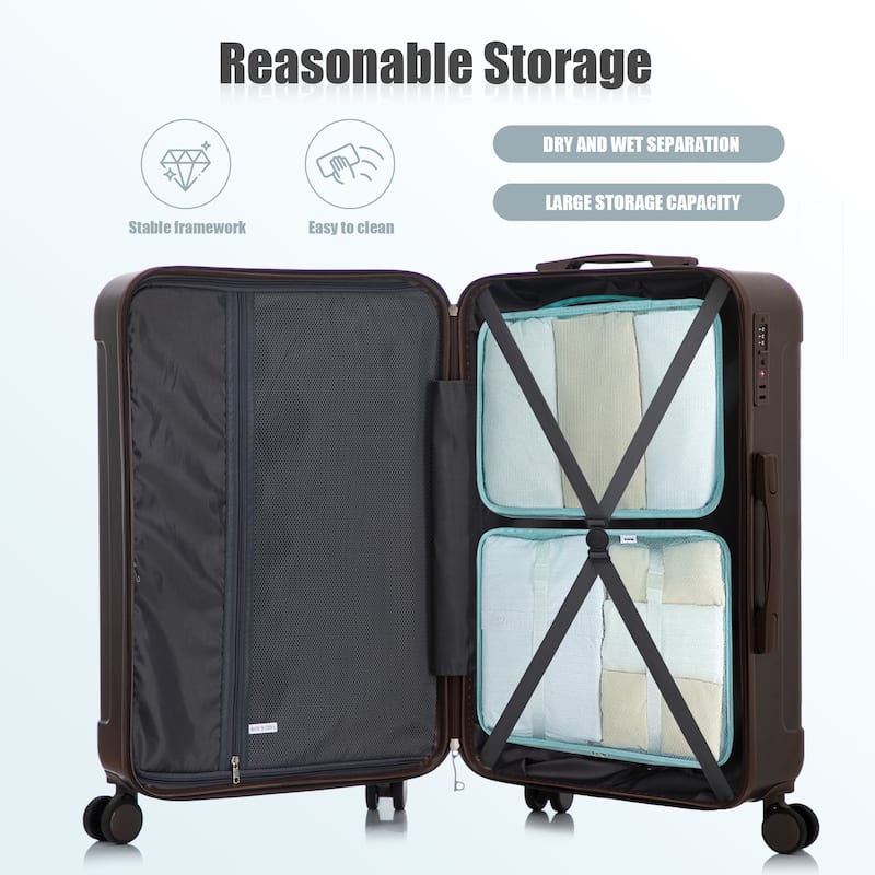 3PCS ABS Carry on Suitcase with TSA Combination Lock