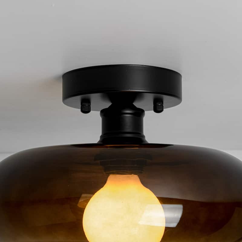 10.4" 1-Light Modern Bowl-Shaped with Brown/Milk White Glass Shade Wall Sconce for Hallways, Bedroom