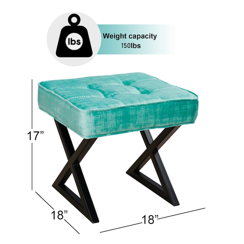 Textured Velvet Ottoman Vanity Stool 18"X18"X17"