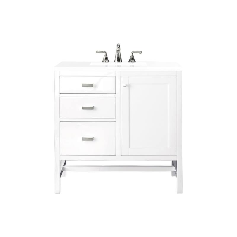 James Martin Vanities E444-V36-3WZ Addison 36" Free Standing Single - Glossy White - Glossy
