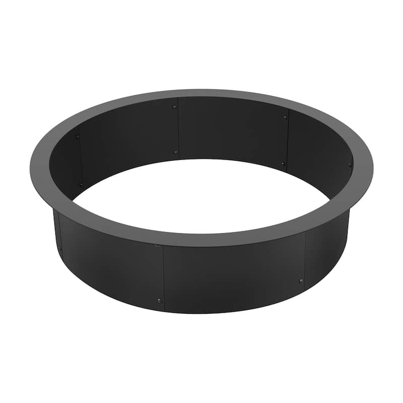 Black Carbon Steel Round Ring Fire Pit Perfect for Outdoor Special Events or Holiday Gatherings