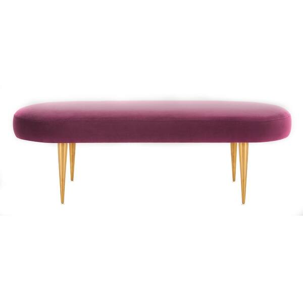 Shop Safavieh Couture Corinne Velvet Oval Bench Plum Gold