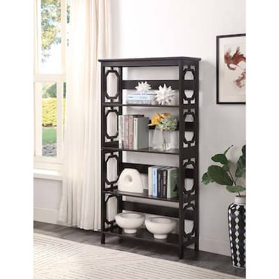 5-Tier Stylish Bookcase with Open Shelves and Modern Side Panel Detailing for Storage and Décor - 31.5