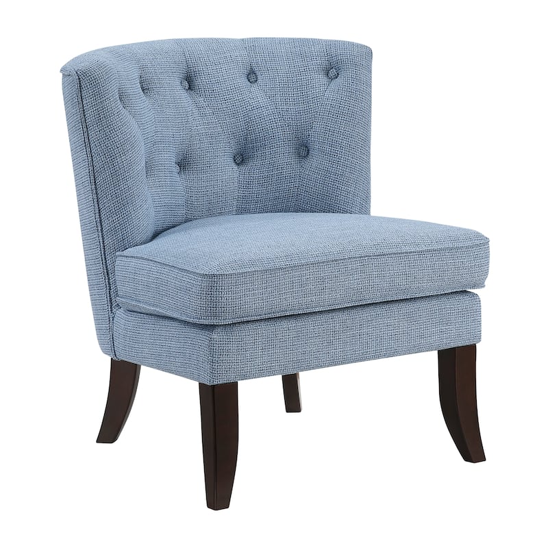 Astor 26" Textured Accent Chair - Button-tufted Chair Back - Blue