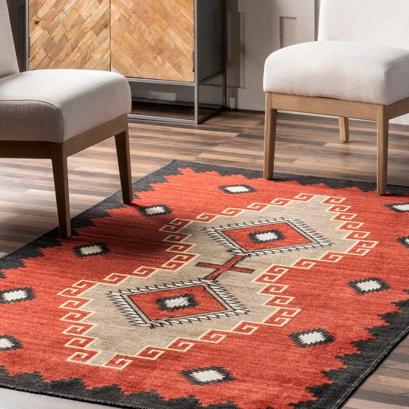 Nuloom Imelda SpinClean Aztec Machine Washable Area Rug