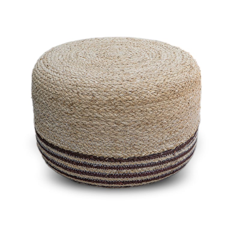 Made4Home Cera Round Natural Woven Accent Ottoman Pouf